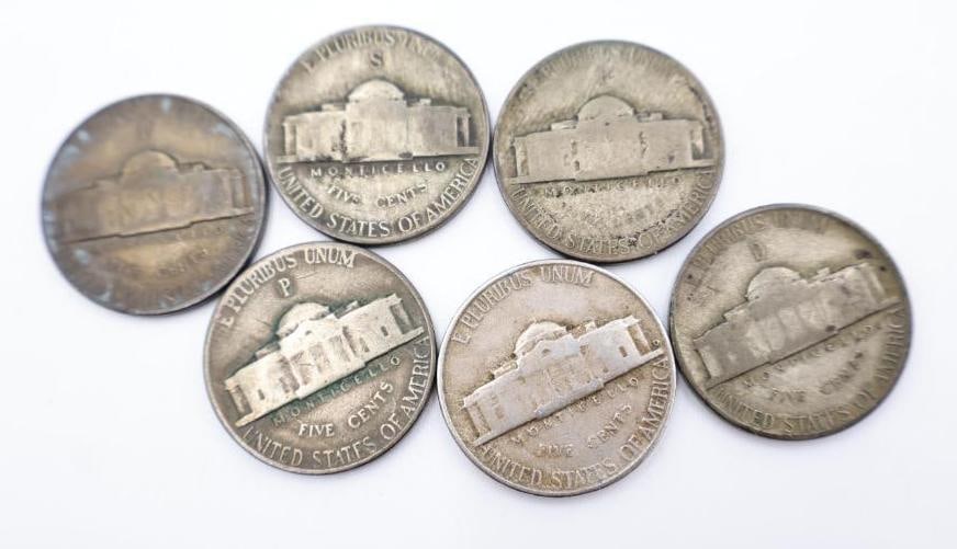 Loose Silver Nickels and Roll - 7