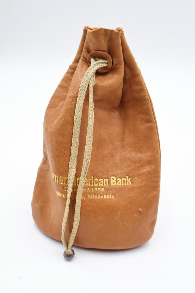 Collection of Kennedy Half Dollars and Eisenhower Dollars with Leather Bank Bag - 7