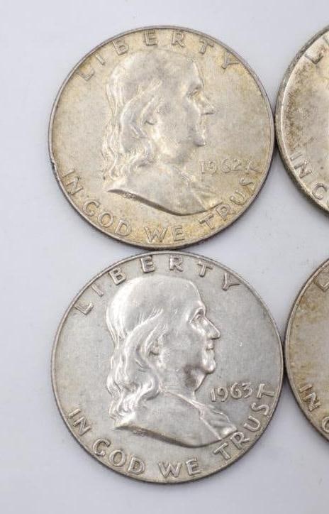 Six Franklin Half Dollars - 2