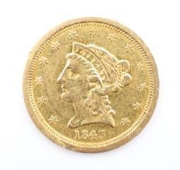 1845 Liberty Head Quarter Eagle Gold Coin - 2