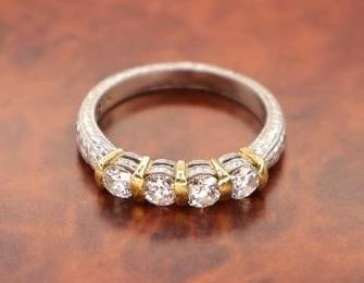 Gorgeous Platinum Two Tone Diamond Ring - 5