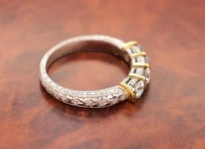 Gorgeous Platinum Two Tone Diamond Ring - 8