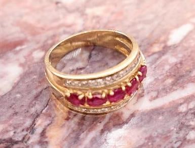 14k Gold Ruby and Diamond Ring - 7