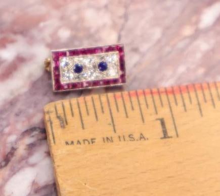 14k Sapphire and Diamond Small Pin - 2