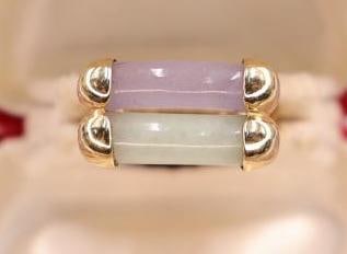 14k Gold and Jade Stones Ring - 2