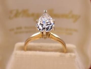 14k Yellow Gold Pear Cut CZ Ring - 2