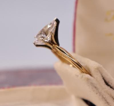 14k Yellow Gold Pear Cut CZ Ring - 4