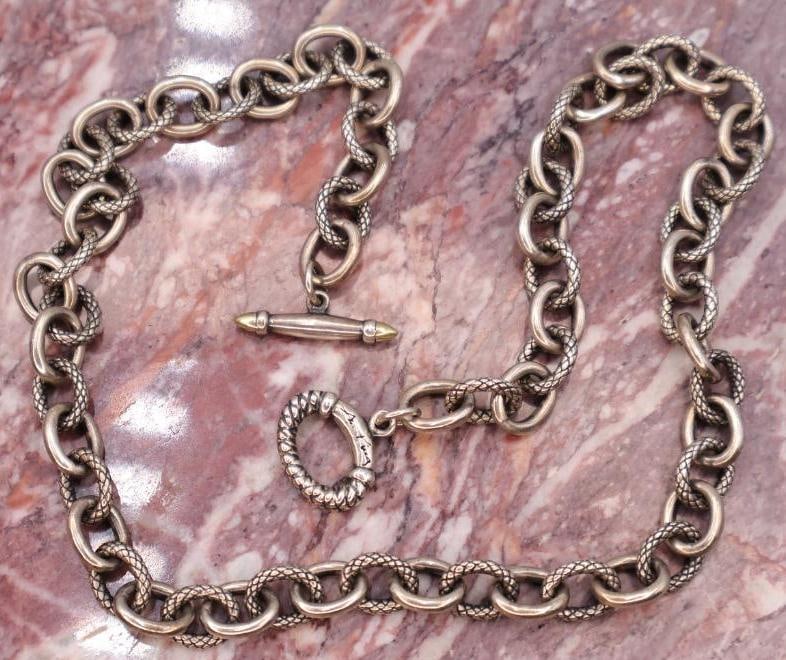 Ann King Sterling with 18k Necklace: Marked Ann King and on fastening marked 925 18k Thailand