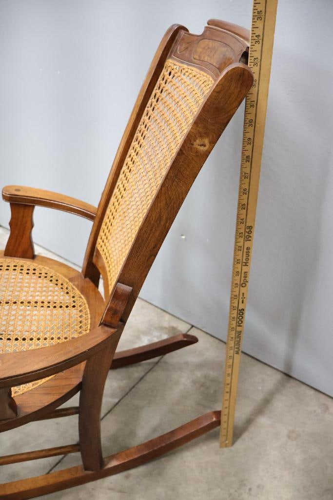 Antique Hand Caned Rocking Chair - 2