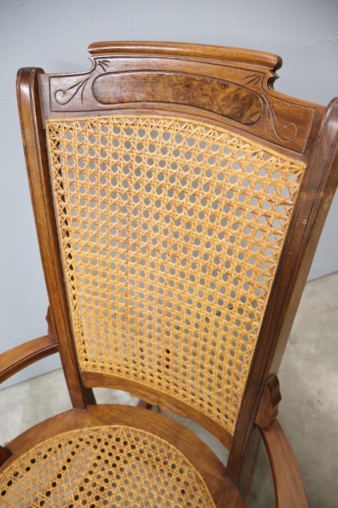 Antique Hand Caned Rocking Chair - 4