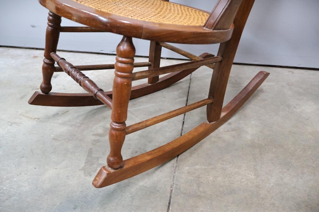 Antique Hand Caned Rocking Chair - 7