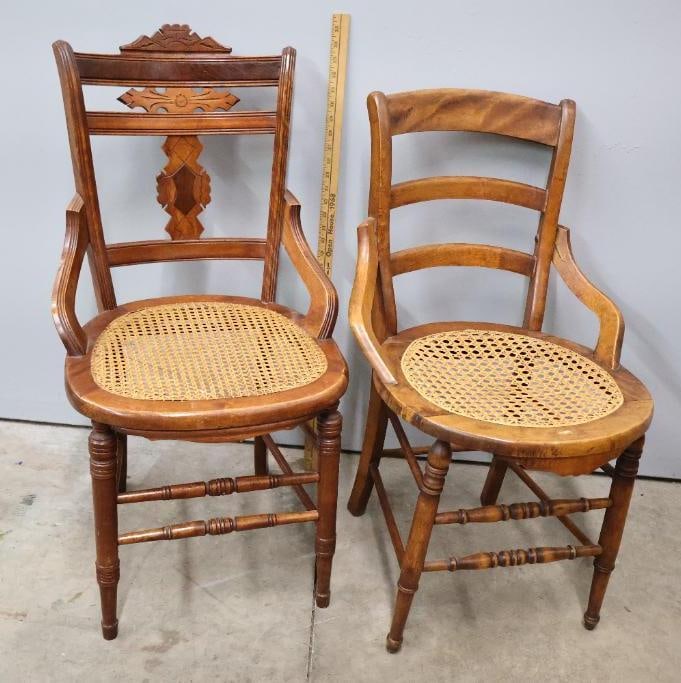 Antique Victorian Hip Hugger Cane Seat Chairs - 2