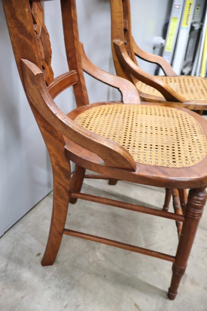 Antique Victorian Hip Hugger Cane Seat Chairs - 7