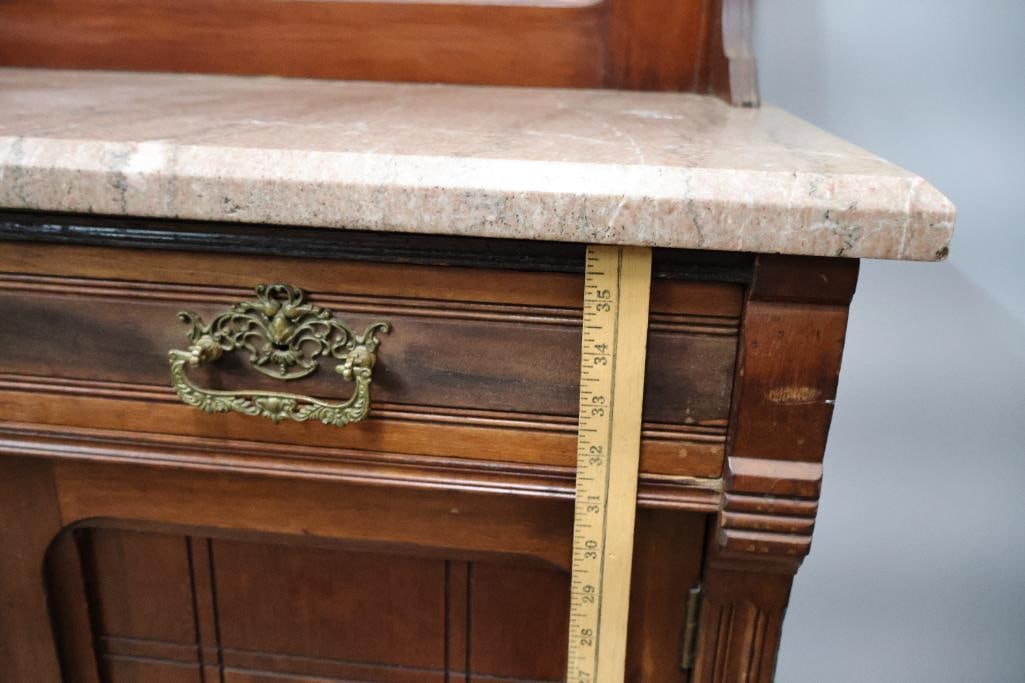 Antique Victorian Sideboard with Marble Top - 3