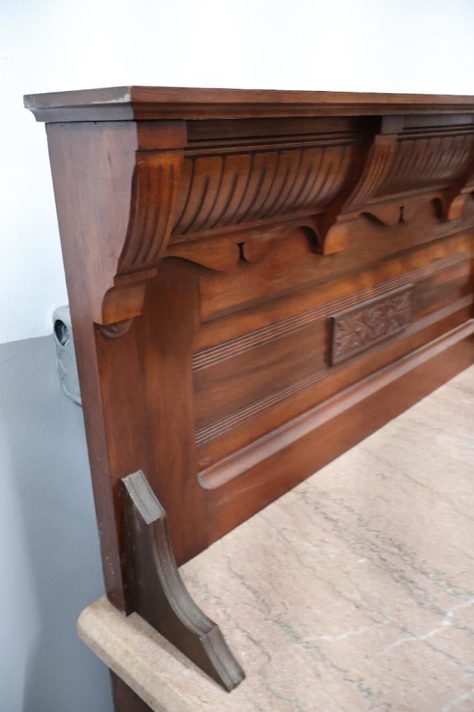 Antique Victorian Sideboard with Marble Top - 9