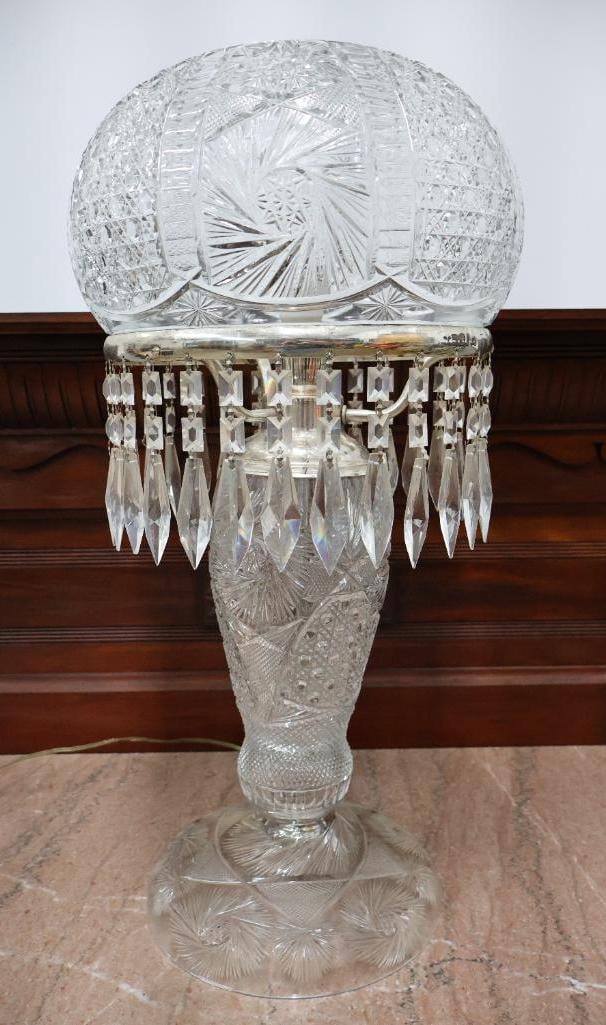 Antique American Brilliant Cut Glass Parlor Lamp - 2