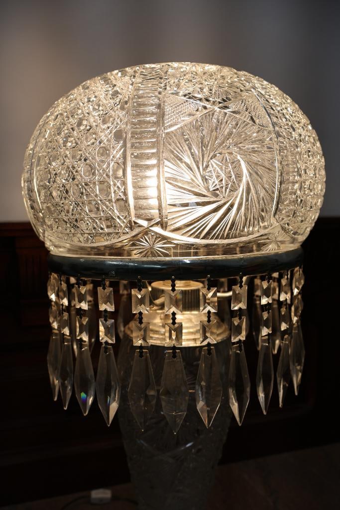 Antique American Brilliant Cut Glass Parlor Lamp - 4