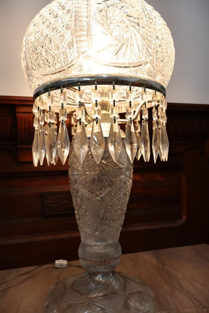 Antique American Brilliant Cut Glass Parlor Lamp - 5