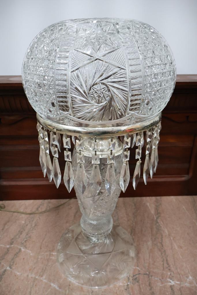 Antique American Brilliant Cut Glass Parlor Lamp - 6
