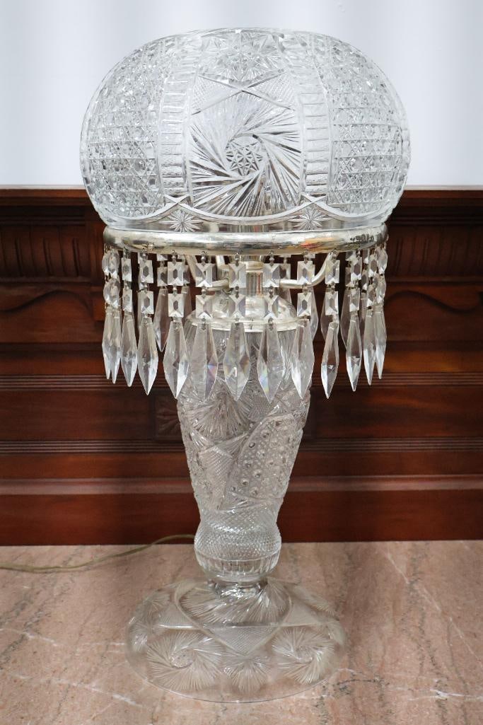 Antique American Brilliant Cut Glass Parlor Lamp - 7