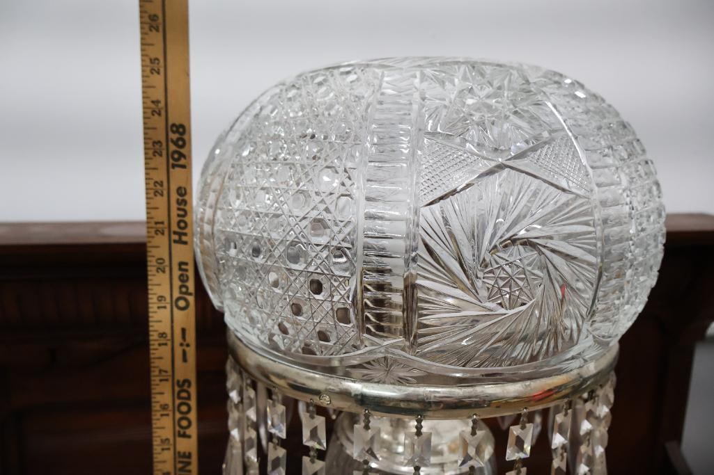 Antique American Brilliant Cut Glass Parlor Lamp - 8