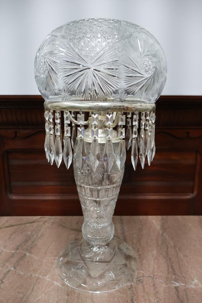 Antique American Brilliant Cut Glass Parlor Lamp - 2