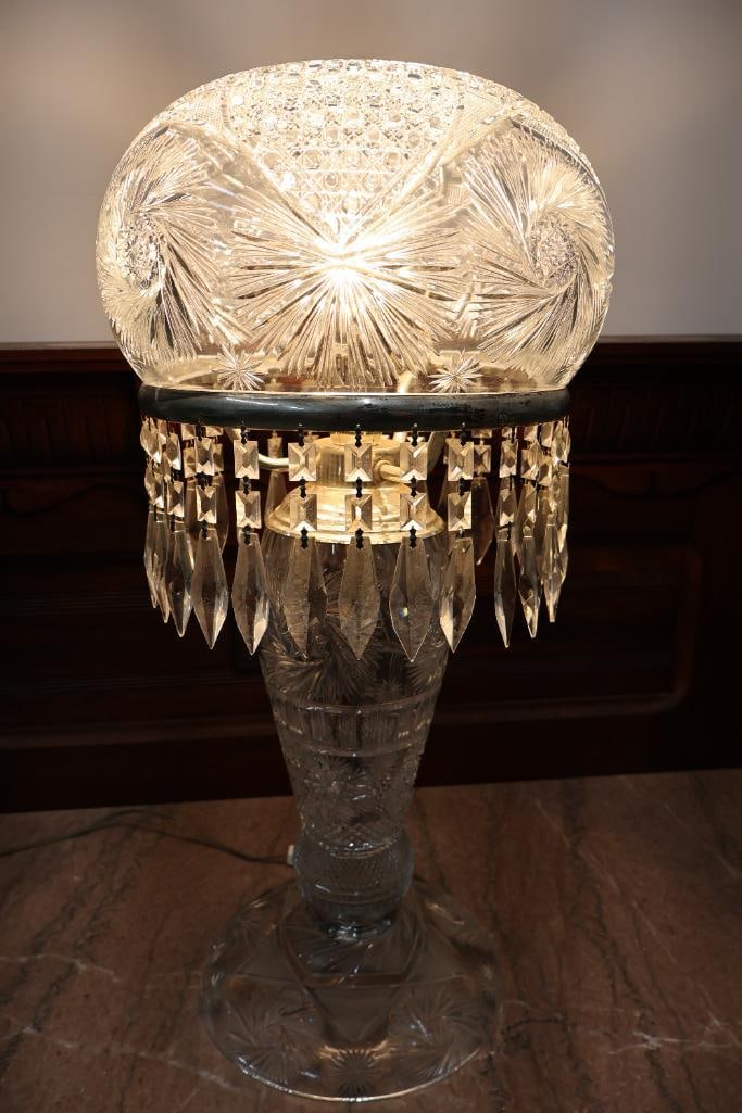 Antique American Brilliant Cut Glass Parlor Lamp - 3