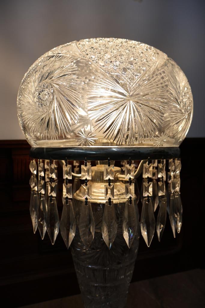 Antique American Brilliant Cut Glass Parlor Lamp - 5