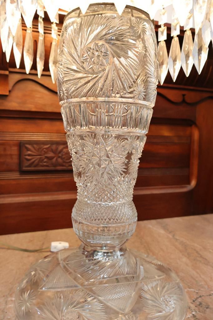 Antique American Brilliant Cut Glass Parlor Lamp - 6
