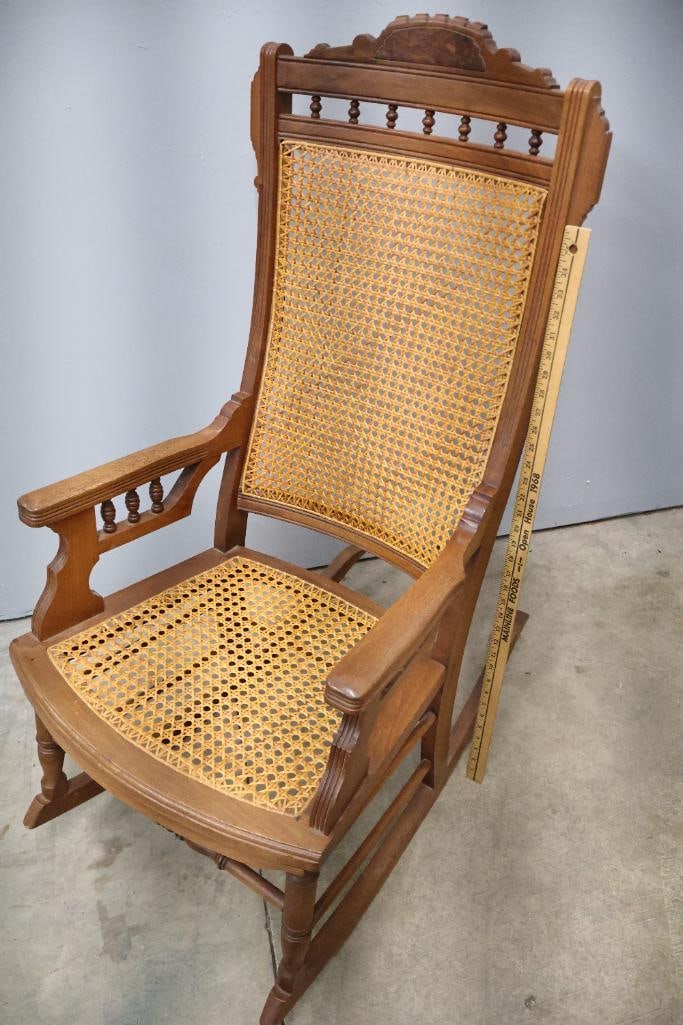 Antique Caned Rocking Chair - 2