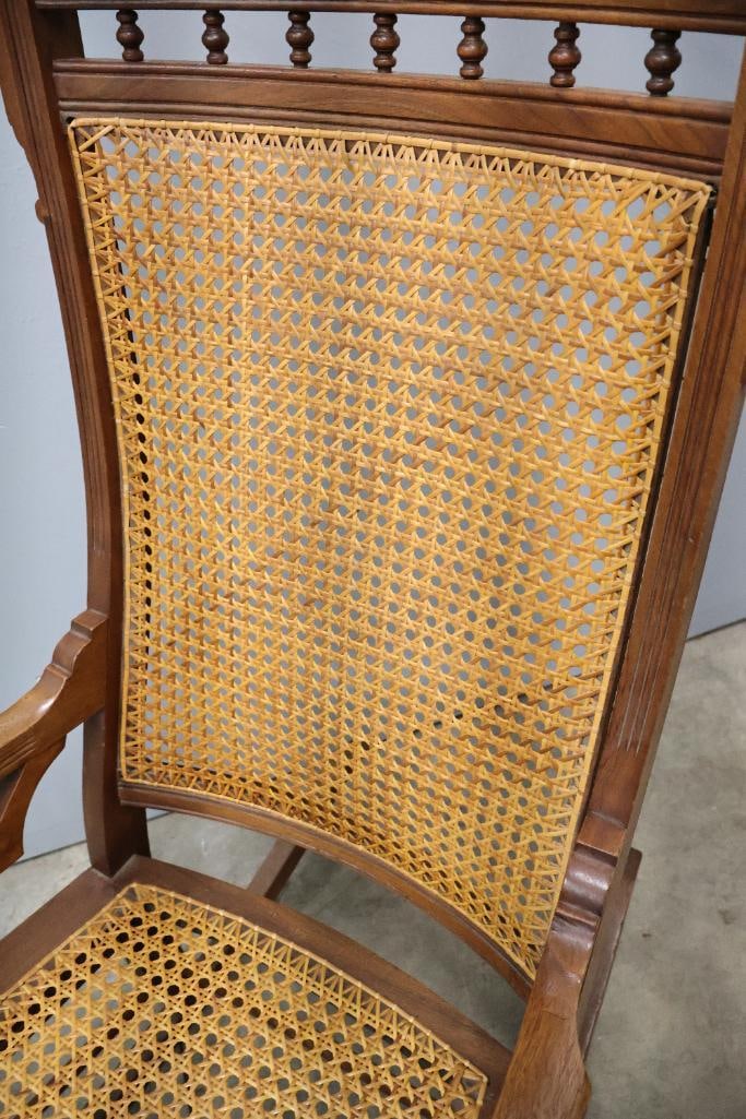 Antique Caned Rocking Chair - 5