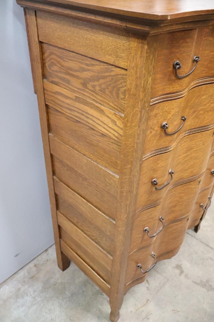 Antique Highboy Serpentine Front Dresser - 3
