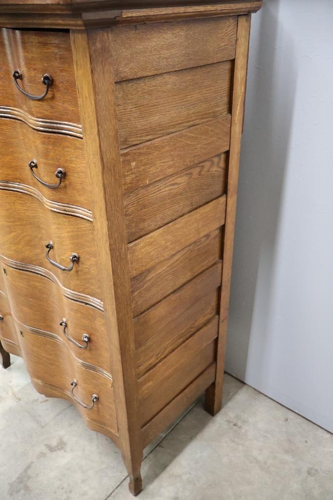 Antique Highboy Serpentine Front Dresser - 4