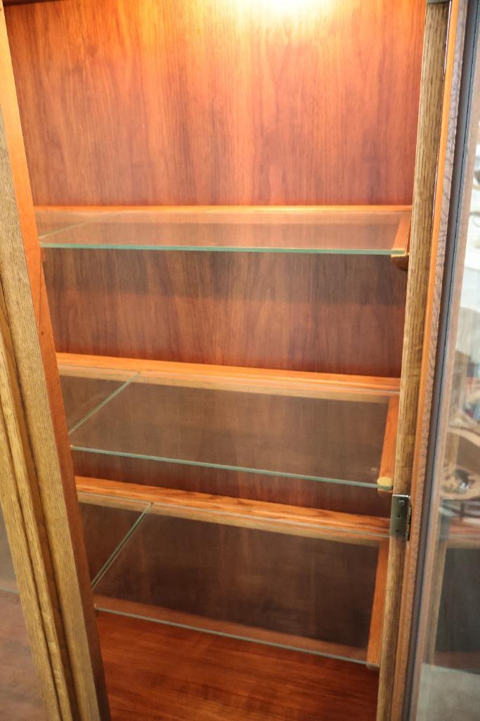 Vintage Lighted Two Piece Glass Front Display Cabinet - 7