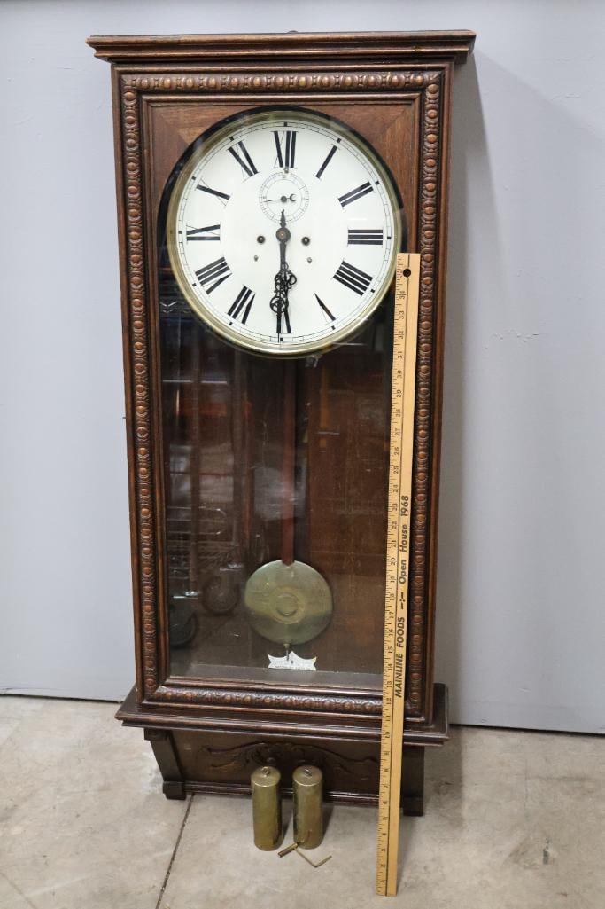 Antique 1800's Waterbury Regulator Large Wall Clock - 2