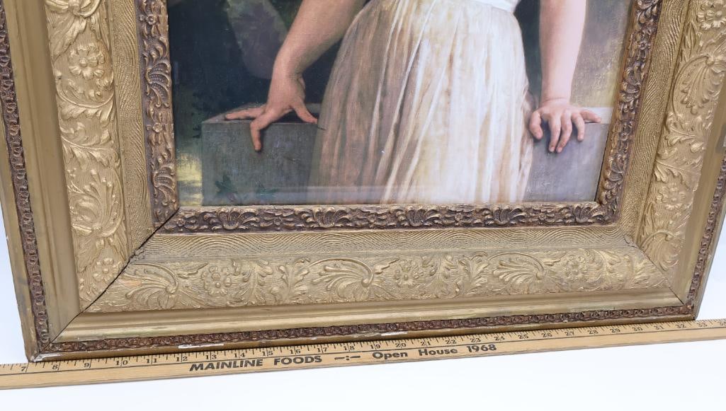 Vintage Ornate Gilded Framed 'The Mischievous One' Print - 2