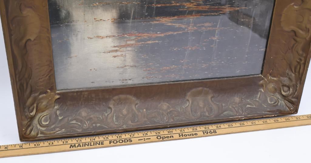 Antique Art Nouveau Frame with River Landscape Artwork - 2