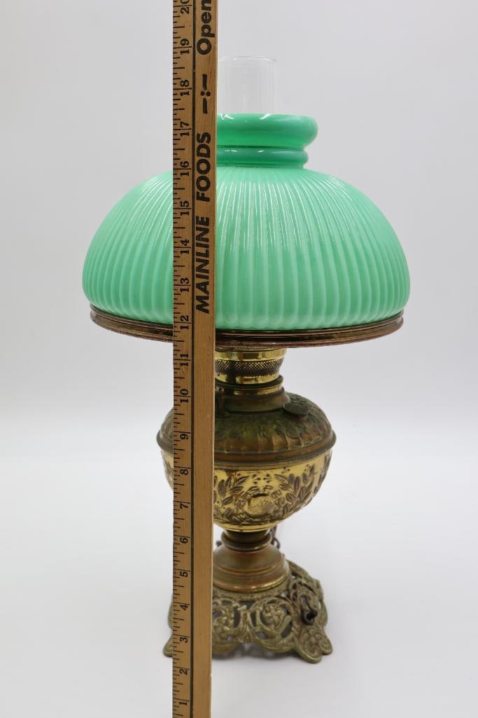 Vintage Brass Converted Oil Lamp Light - 2