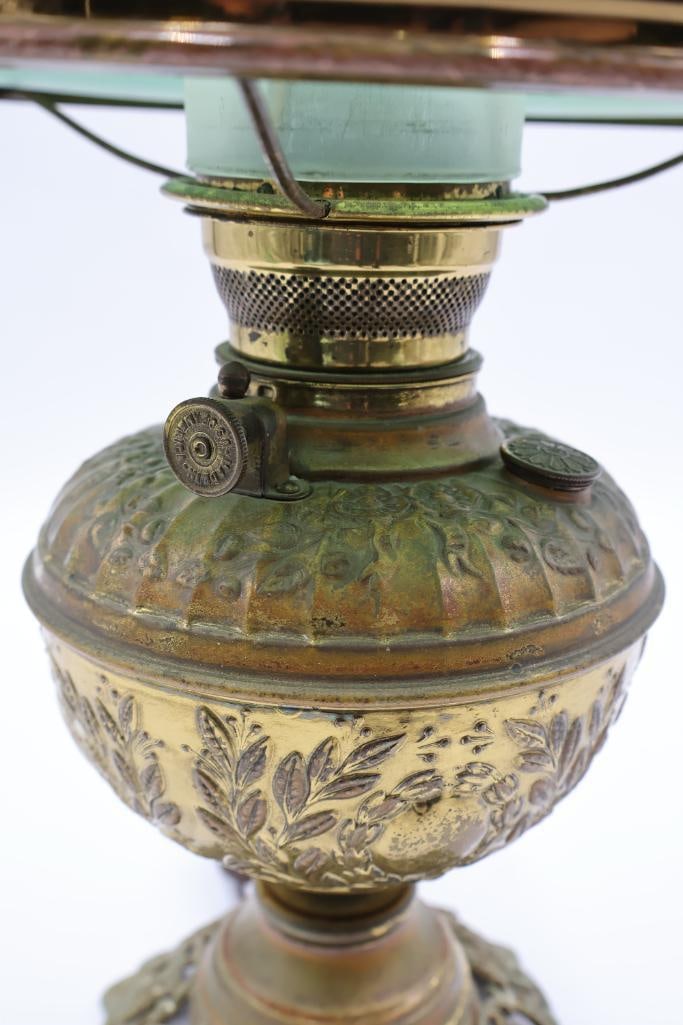Vintage Brass Converted Oil Lamp Light - 7
