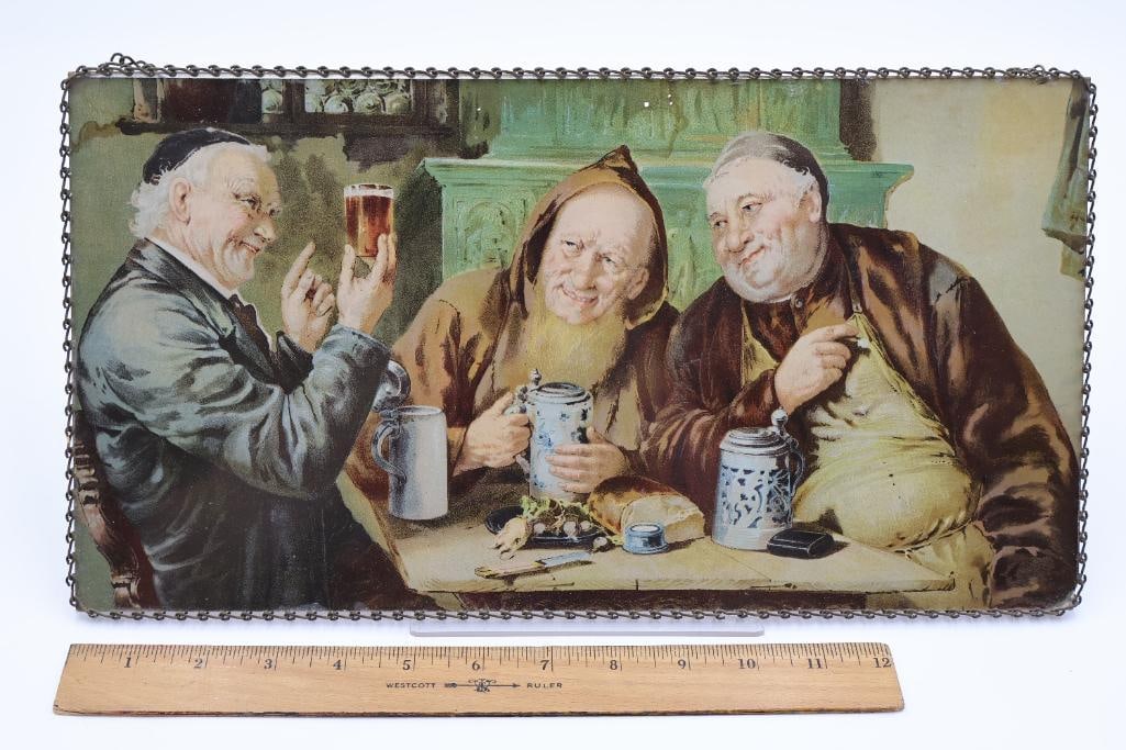 Antique Metal Chain Framed Glass Print of 'In the Tavern' by Grutzner - 2