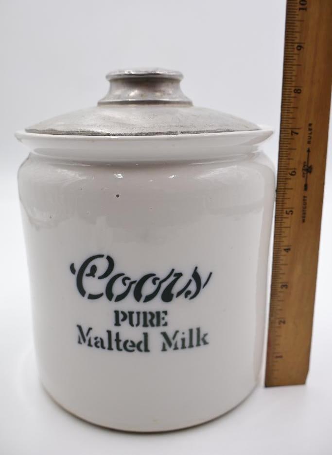 Vintage Store Display Coors Pure Malted Milk Canister - 2