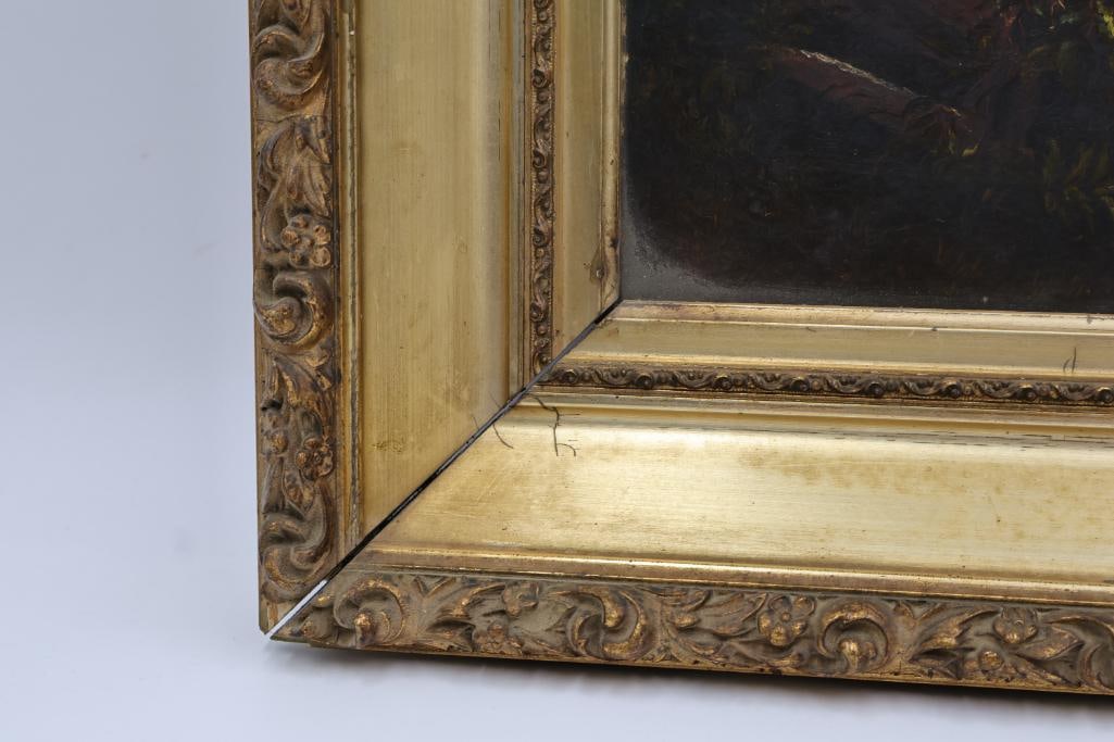 Antique Ornate Gilded Framed Landscape Painting - 3