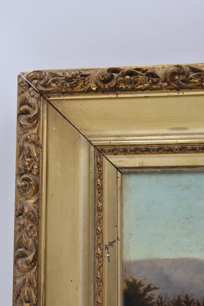 Antique Ornate Gilded Framed Landscape Painting - 4