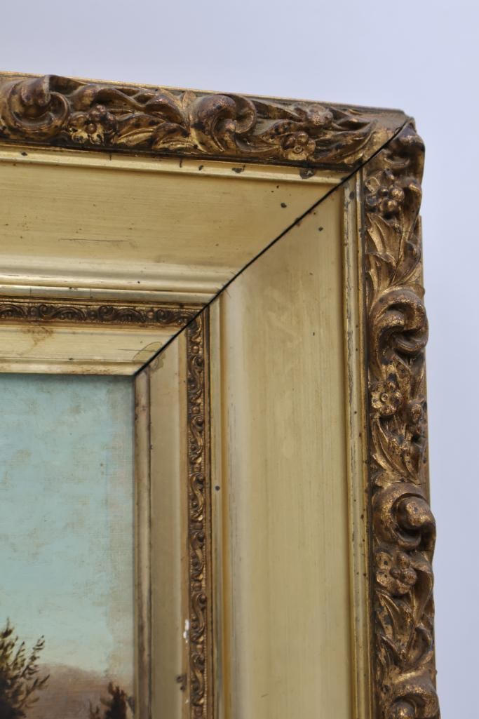 Antique Ornate Gilded Framed Landscape Painting - 5