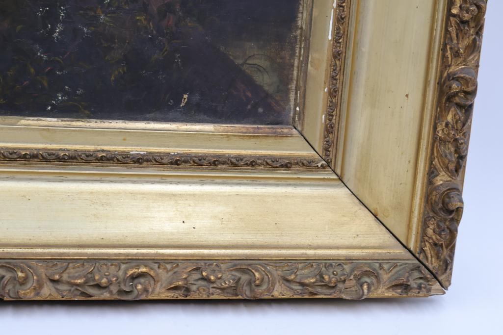 Antique Ornate Gilded Framed Landscape Painting - 6