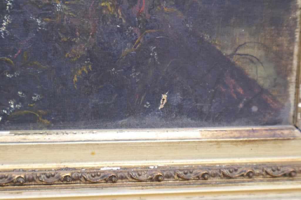 Antique Ornate Gilded Framed Landscape Painting - 7