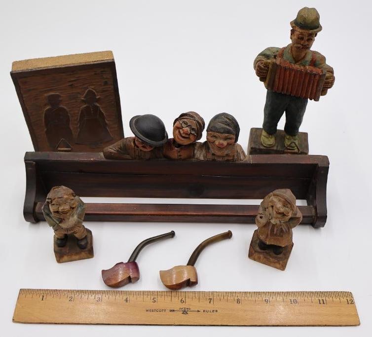 Collection of Vintage German and East European Wood Carved Figures - 2