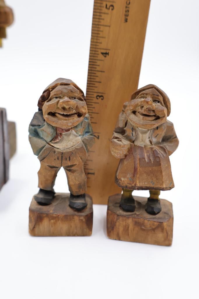 Collection of Vintage German and East European Wood Carved Figures - 5