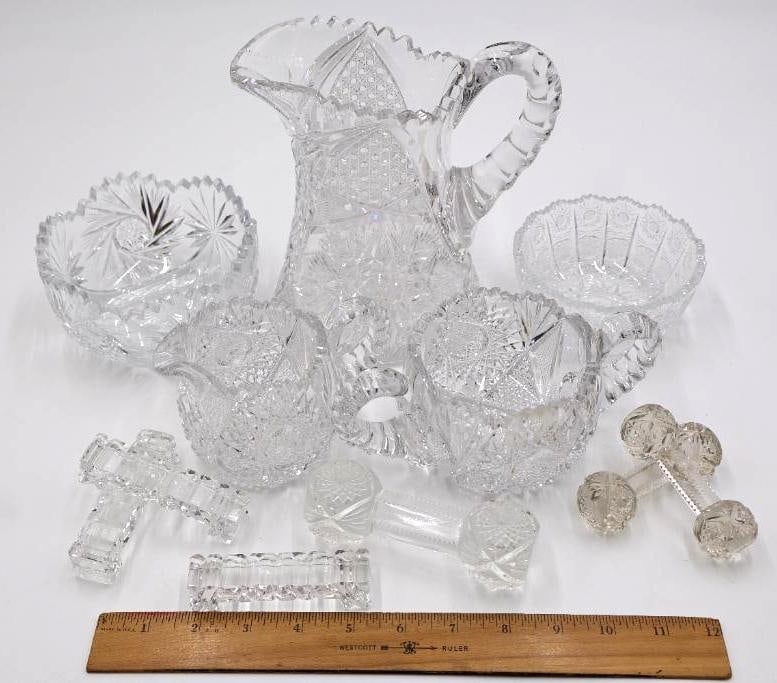 Collection of Vintage Cut Crystal Glass Dishes - 2