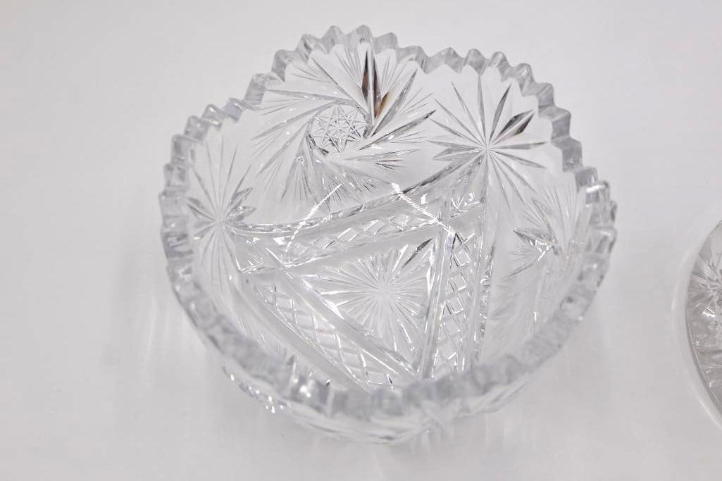 Collection of Vintage Cut Crystal Glass Dishes - 7